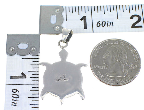 Sterling Silver And Multicolor Southwest Turtle Pendant YX68007